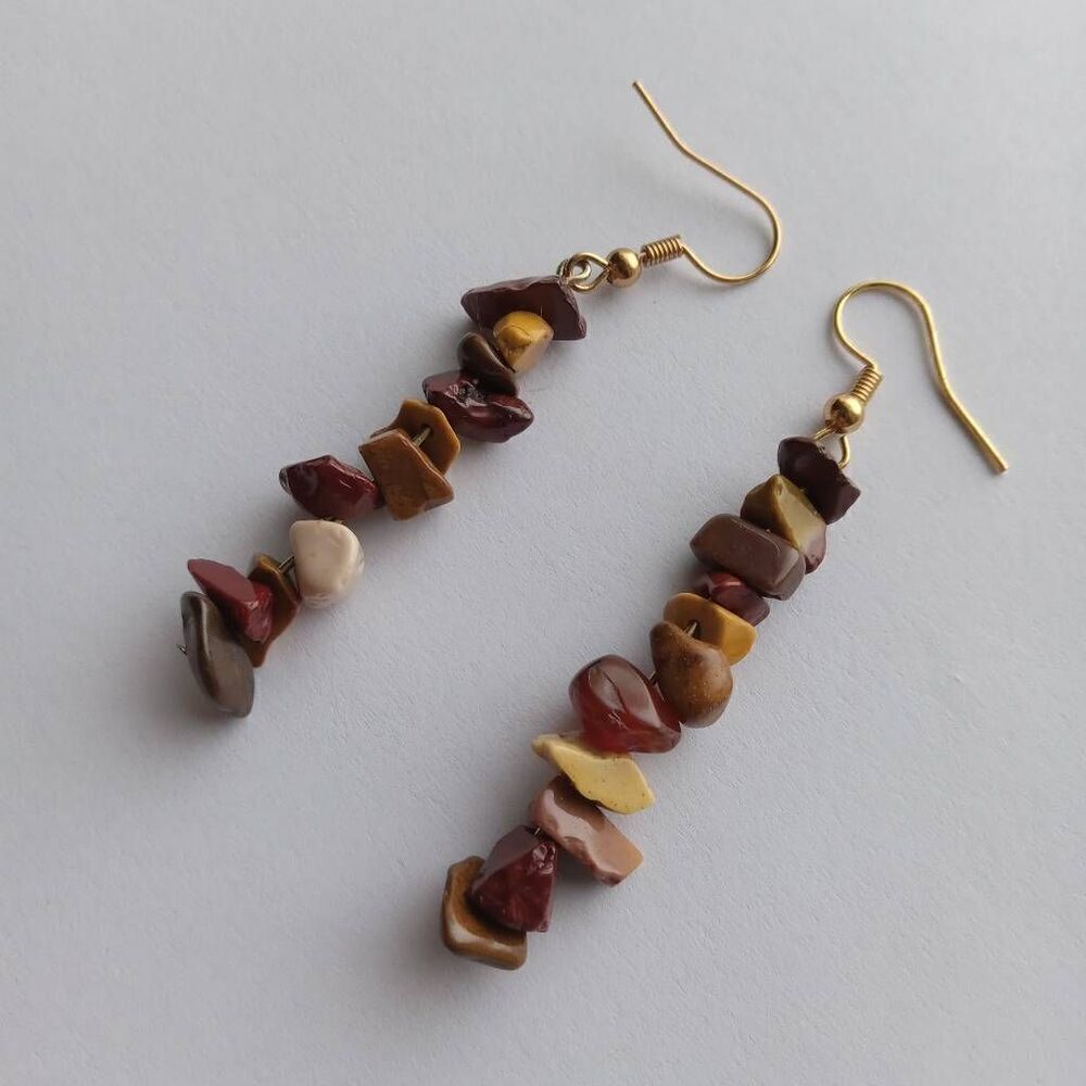 Mookanite stone chip earrings - Picture 3 of 4